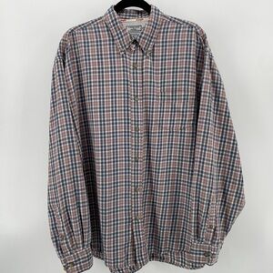 Wrangler Timber Creek Men’s Buttoned Shirt Navy Tan Plaid Cotton XXL
